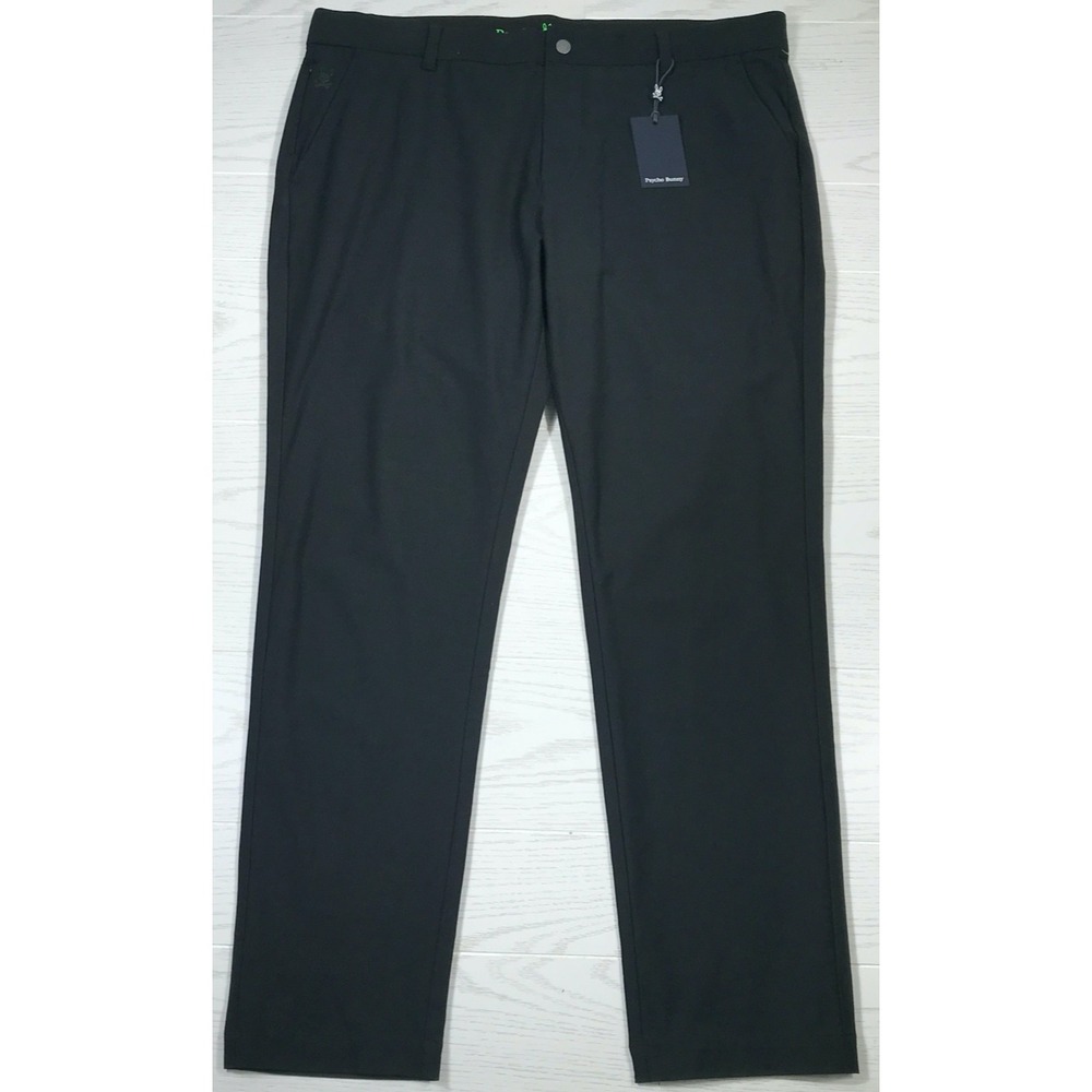 Psycho Bunny Gable Sport Pants 36 Black Cotton Blend Chino Preppy Athleisure New